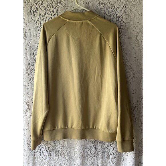 Jian Wang XL Men's 2 Pc Retro Zip Up Pockets Beige Striped Trim Track Suit - Picture 8 of 11